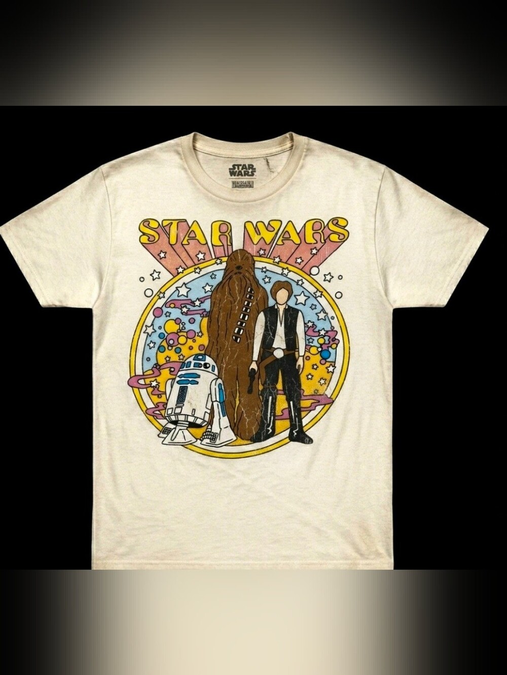 STAR WARS Retro Graphic Tee Original Trilogy Characters Sci-fi Font Cotton Blend
